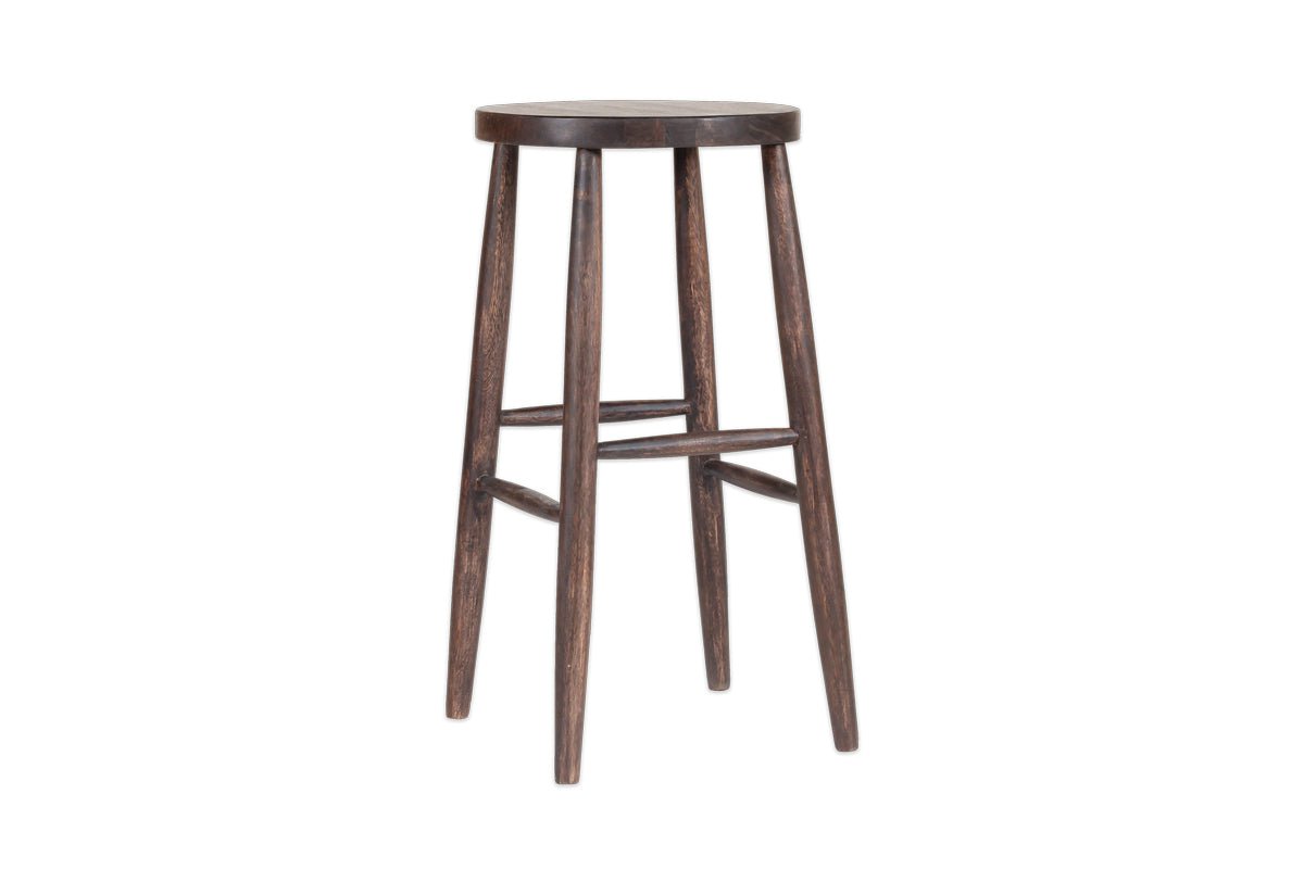 nkuku CHAIRS STOOLS & BENCHES Mengwi Round Bar Stool - Dark Brown