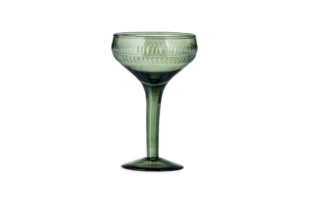 Nkuku GLASSWARE Mila Champagne Glass - Dark Emerald - Set of 4