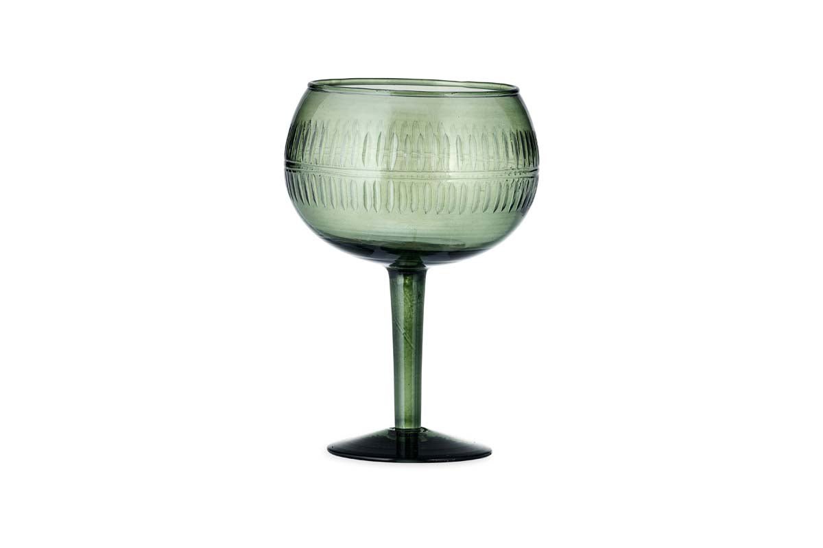 Nkuku Glassware Mila Gin Glass - Dark Emerald (Set of 2)