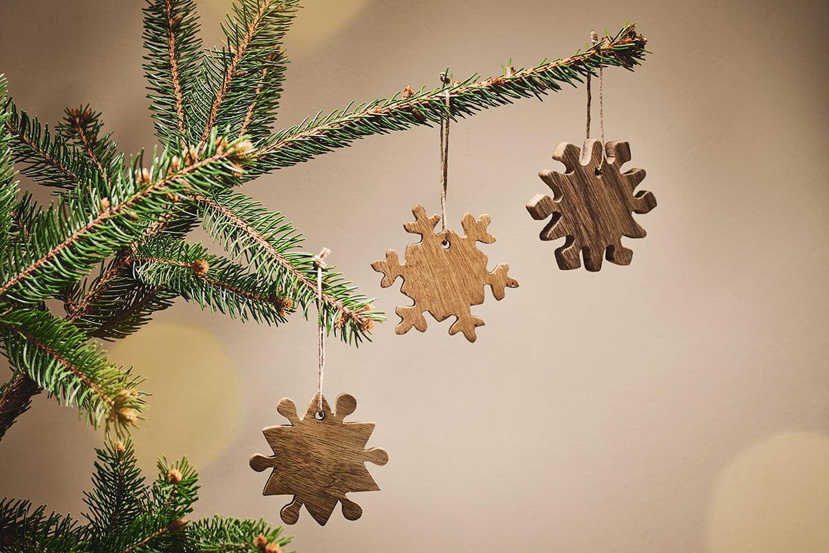 Nkuku CHRISTMAS DECORATIONS Mitali Mango Wood Decorations - Set Of 3