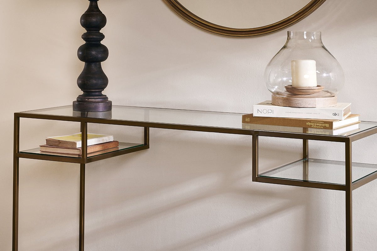 Nkuku TABLES Nakuru Iron & Glass Console Table