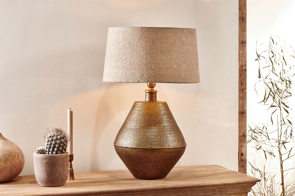 nkuku LAMPS AND SHADES Nalgonda Lamp - Antique Brass - Large