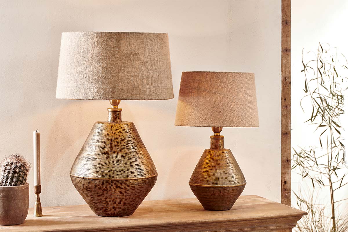 nkuku LAMPS AND SHADES Nalgonda Lamp - Antique Brass - Large