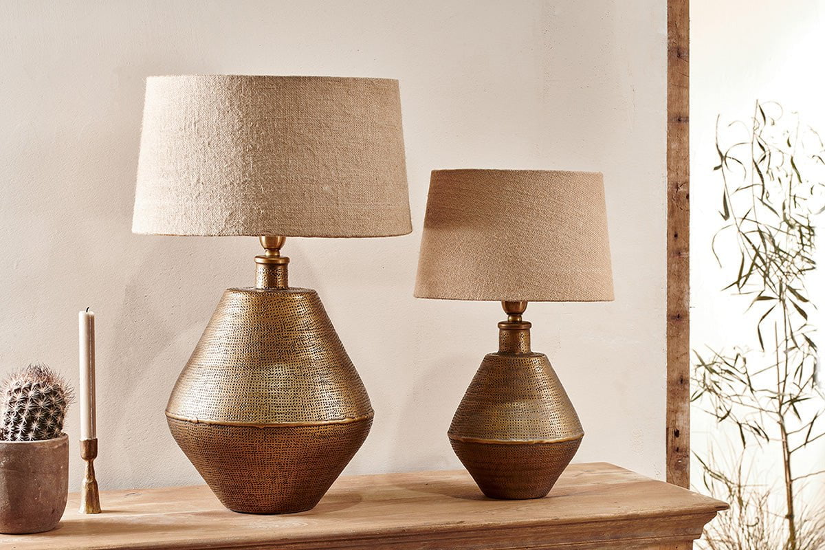 nkuku LAMPS AND SHADES Nalgonda Lamp - Antique Brass - Large