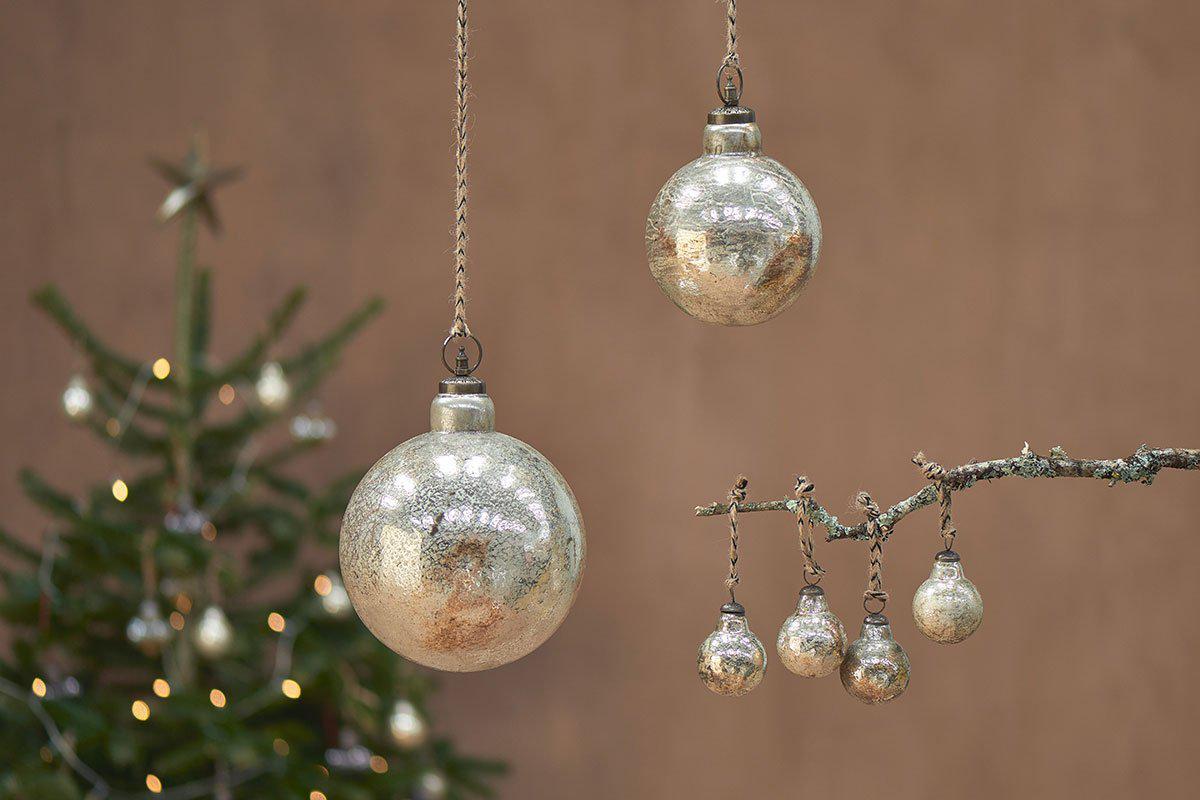 Nkuku Christmas Decorations Ometti Round Baubles - Rustic Gold (Set of 4)