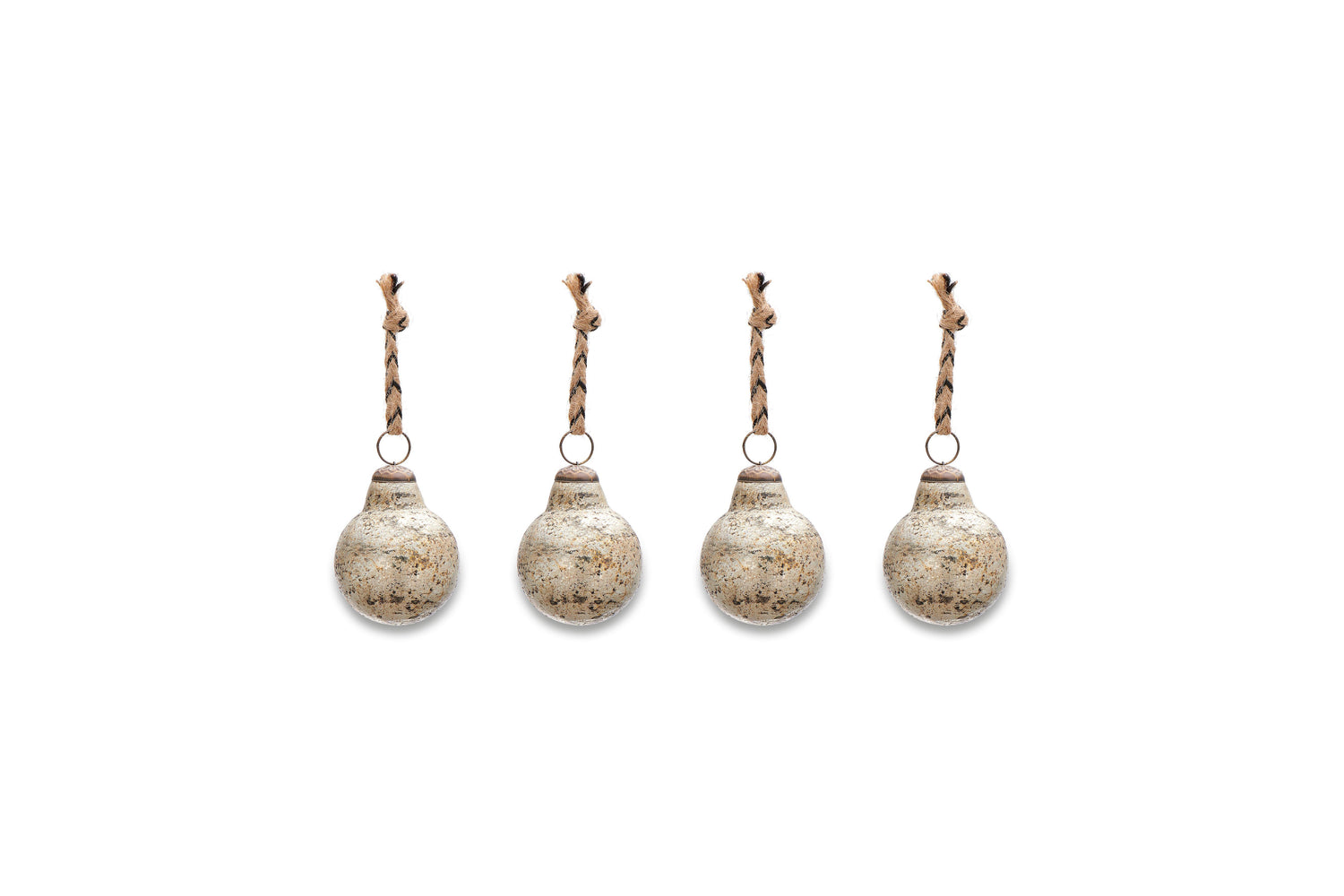 Nkuku Christmas Decorations Ometti Round Baubles - Rustic Gold (Set of 4)