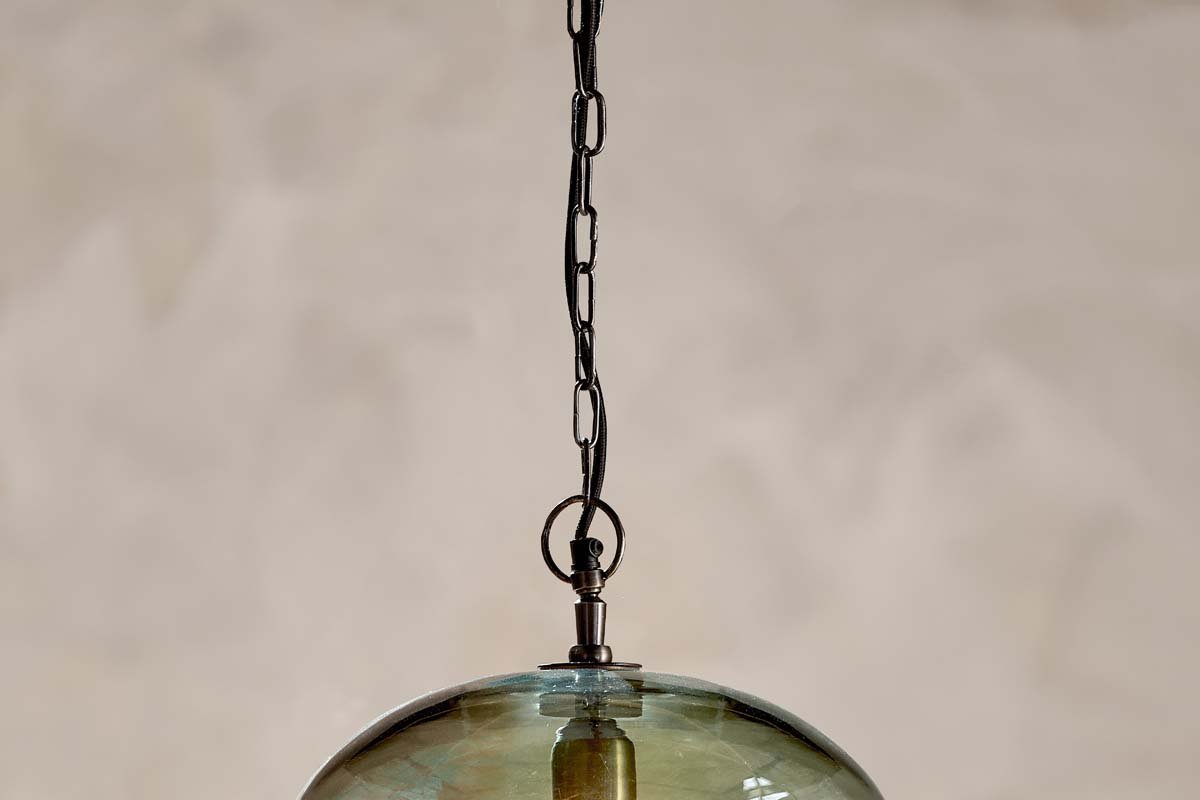 Nkuku LIGHTING Otoro Glass Pendant - Green Smoke - Small Round