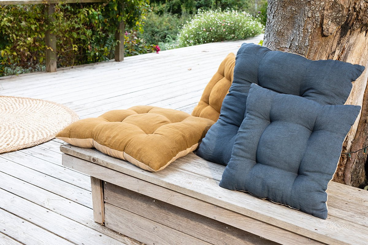 nkuku TEXTILES Panglao Linen Cushion - Slate