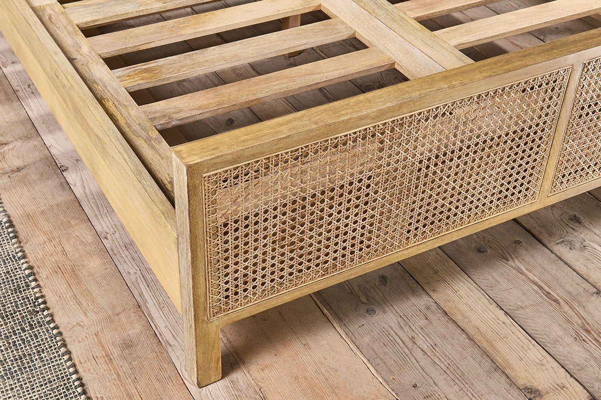 Nkuku STORAGE FURNITURE Saharsa Cane & Mango Wood Bed