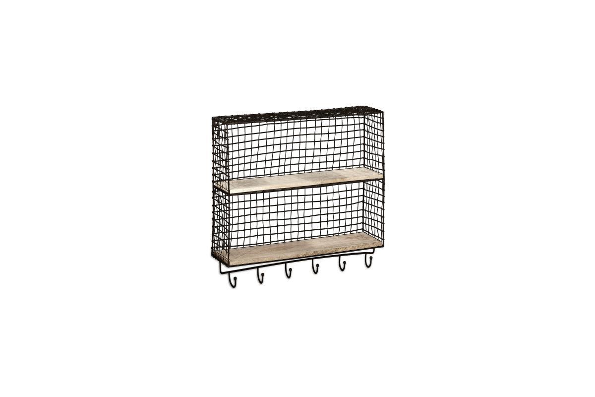 Nkuku Storage & Baskets Tamba Shelf with Hooks