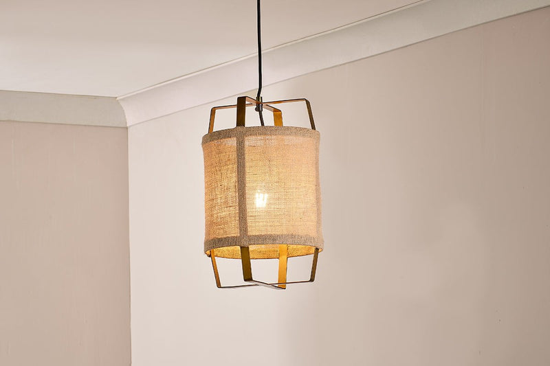 nkuku LIGHTS Vedalai Jute And Metal Frame Pendant - Small