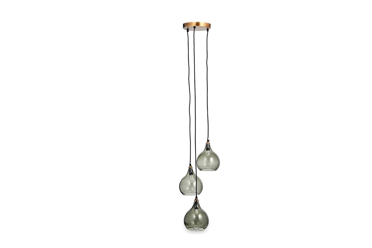 Nkuku Lighting Ziva Glass Cluster Pendant - Green Smoke